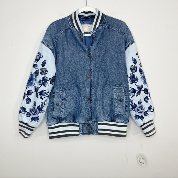 NWT We The Free Floral Varsity Jacket XS Free People - Picture 3 of 12